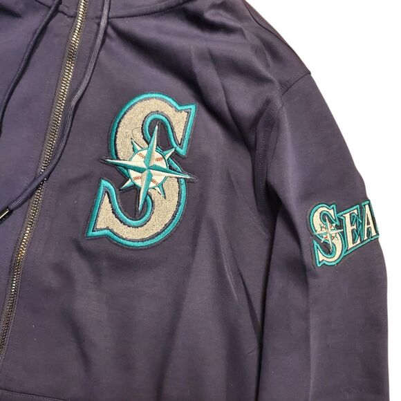 SEATTLE MARINERS Sweater Adult Large Blue Embroidered Full Zip Outdoor Hooded - Picture 4 of 11